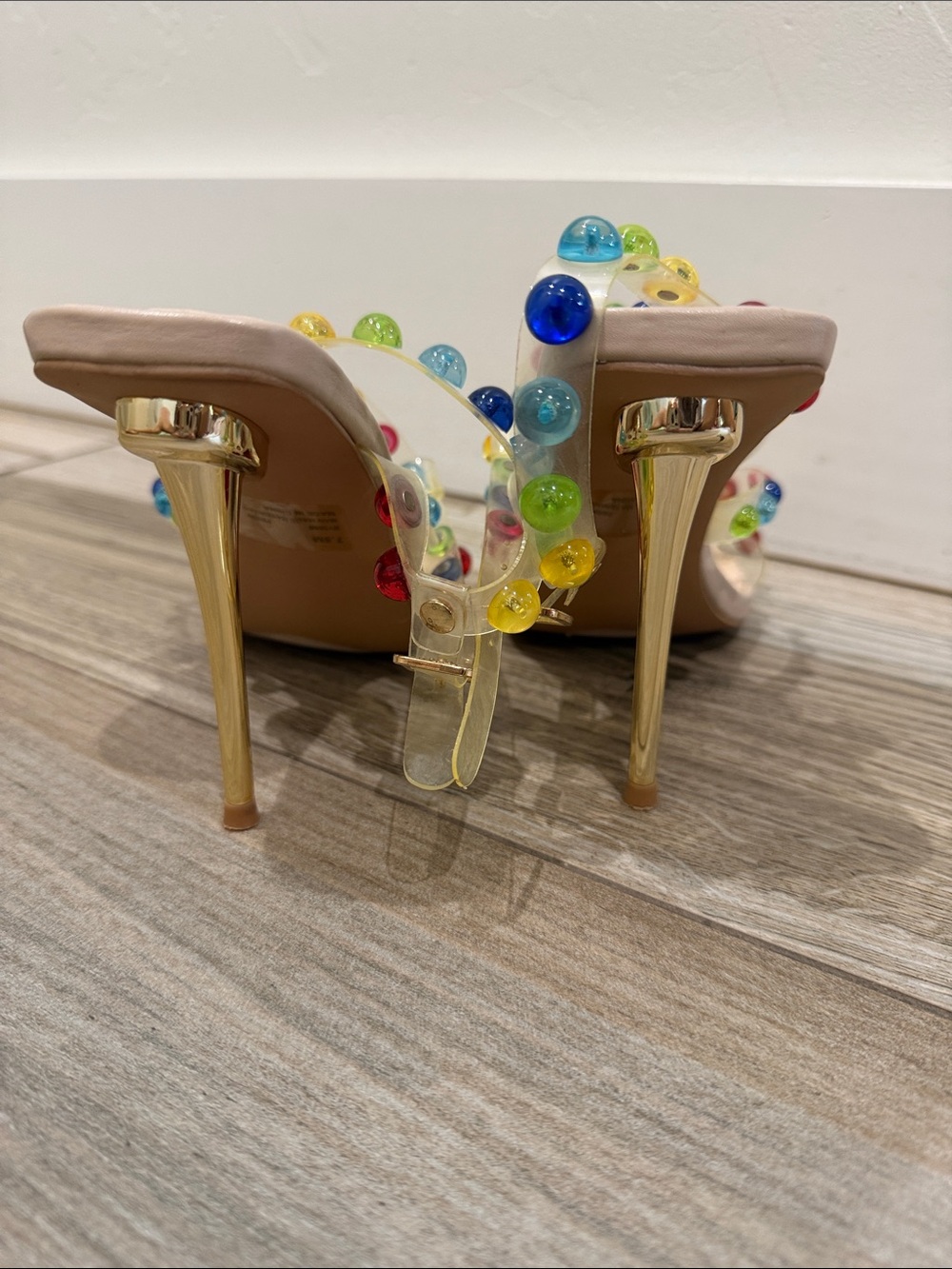 Cape Robbin Clear Sandals with Multicolor Stud Accents - Picture 3 of 5